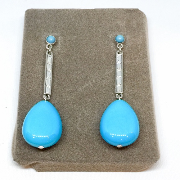 Nolan Miller Long Blue Teardrop Earrings - Picture 2 of 5